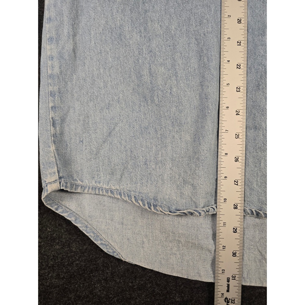 Daniel Caron Mens L Denim Shirt Light Wash Long Sleeve Button Up Pockets Cotton - Picture 7 of 7
